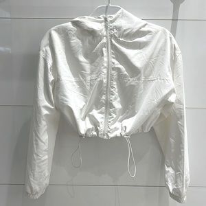 Forever 21 Cropped White Windbreaker